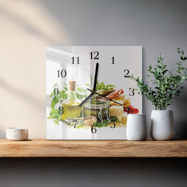 Square wall clock Pasta with Oil