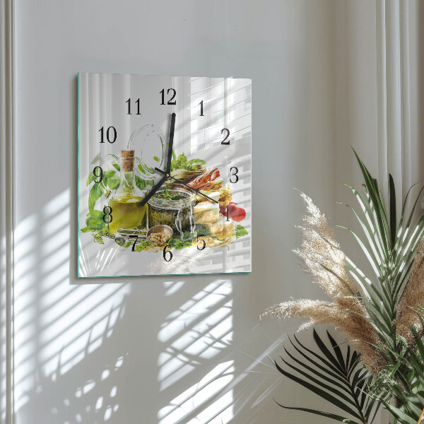 Square wall clock Pasta with Oil