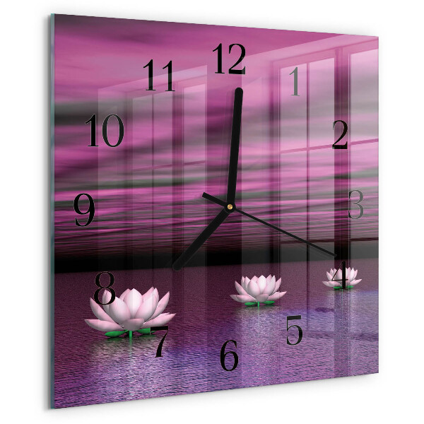 Square wall clock Water Lilies
