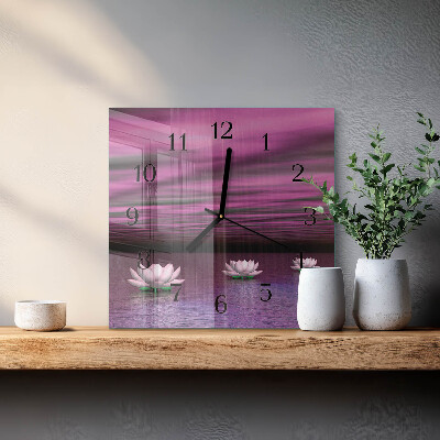 Square wall clock Water Lilies