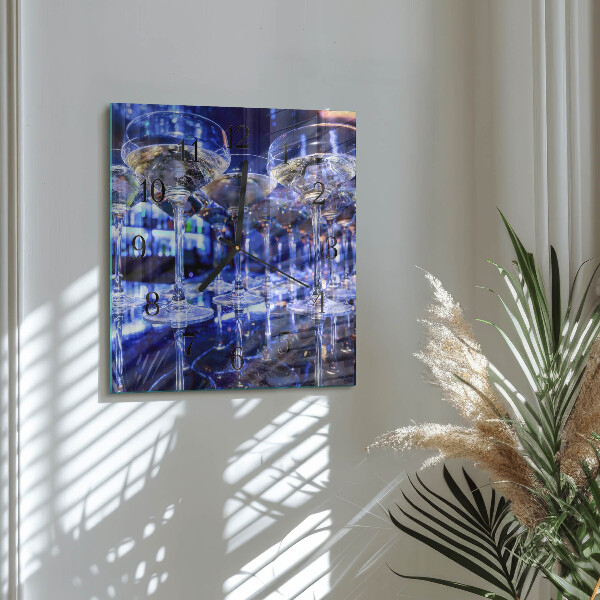 Square wall clock Glasses
