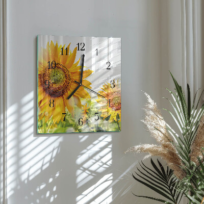 Square wall clock Sunflower