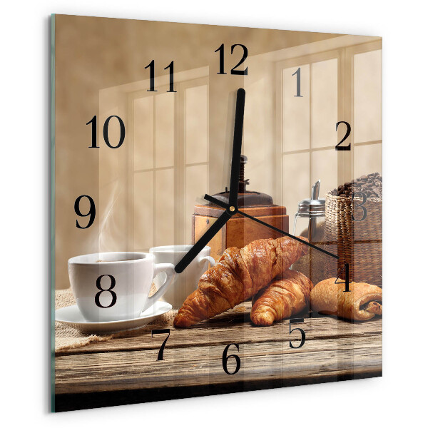 Square wall clock Croissants