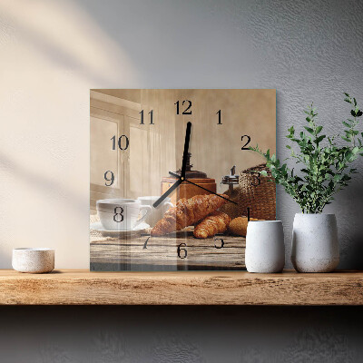Square wall clock Croissants