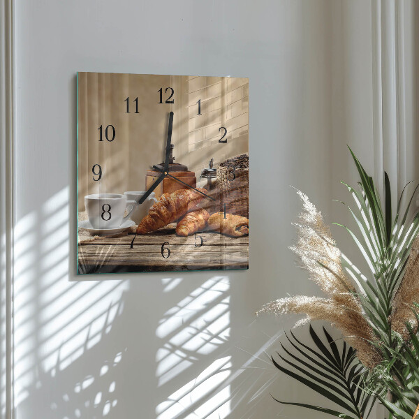 Square wall clock Croissants