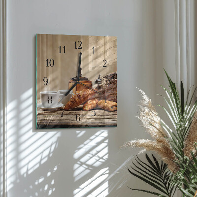 Square wall clock Croissants