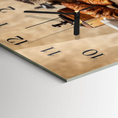 Square wall clock Croissants