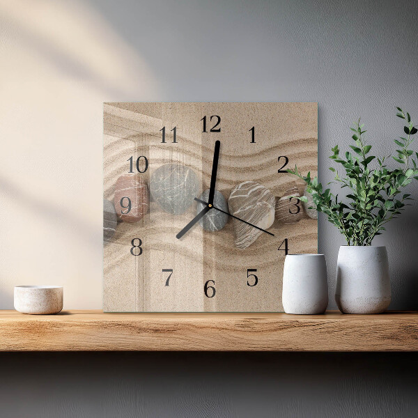 Square wall clock Stones Sand