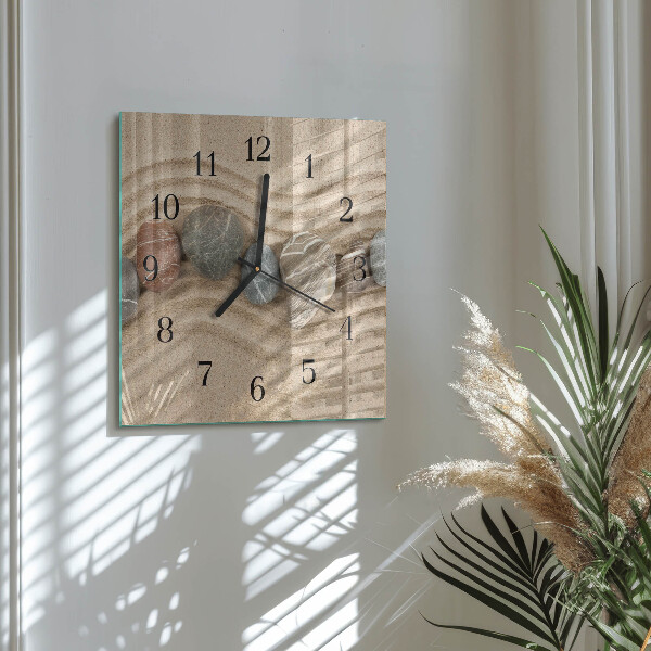 Square wall clock Stones Sand