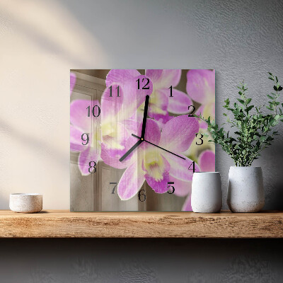 Square wall clock Flowers