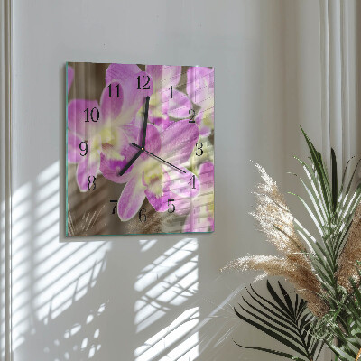 Square wall clock Flowers