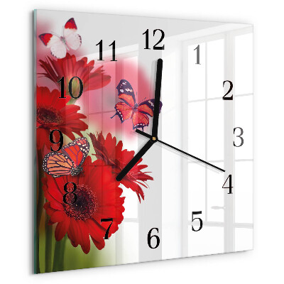 Square wall clock Gerbera