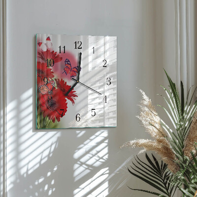 Square wall clock Gerbera