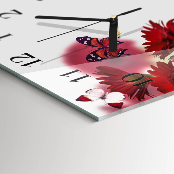 Square wall clock Gerbera