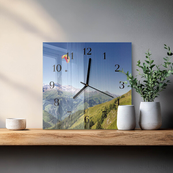 Square wall clock Mountains