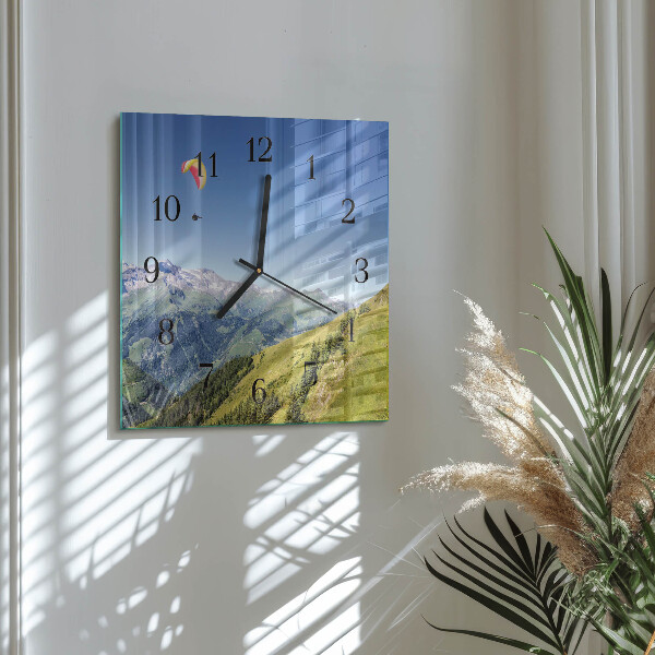 Square wall clock Mountains