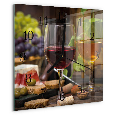 Square wall clock Glasses of Wine