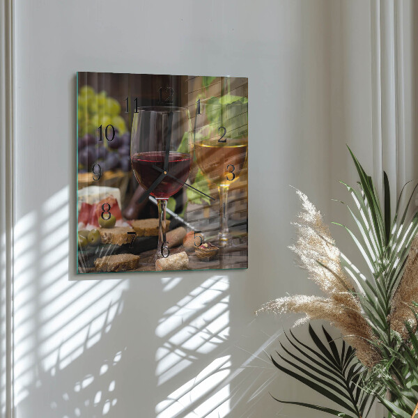 Square wall clock Glasses of Wine