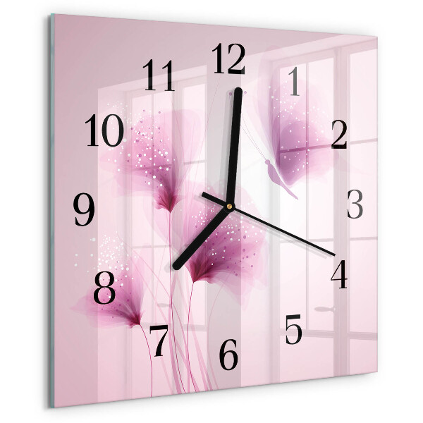 Square wall clock Flowers