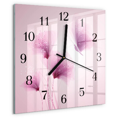 Square wall clock Flowers