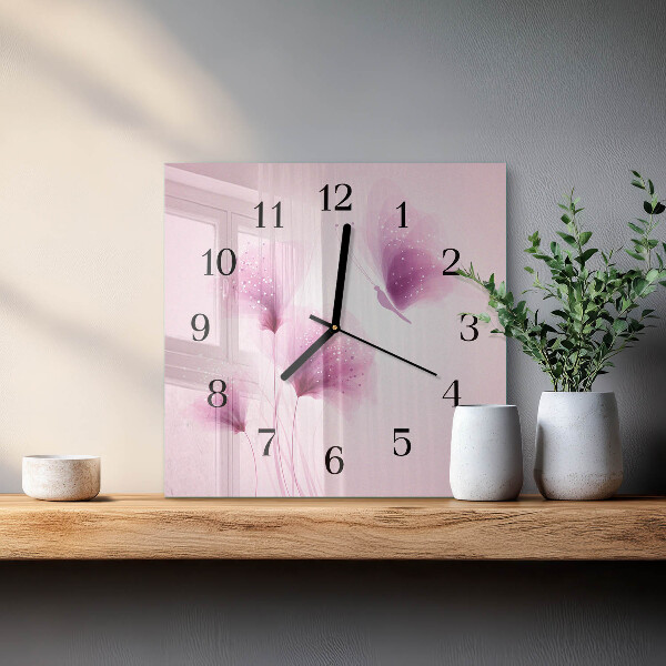 Square wall clock Flowers