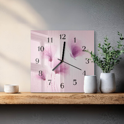 Square wall clock Flowers