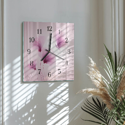 Square wall clock Flowers