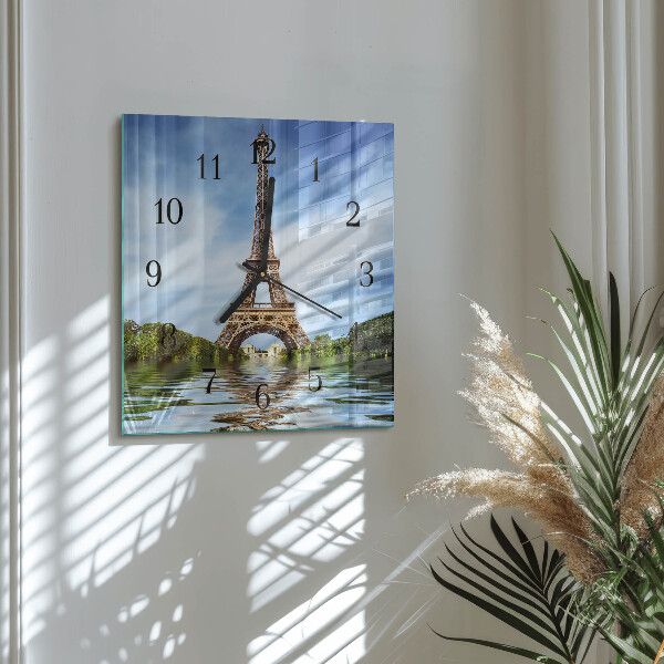 Square wall clock Eiffel Tower