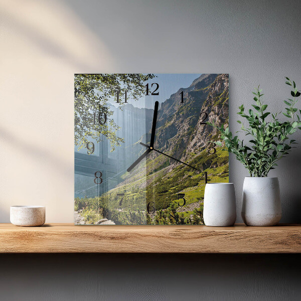 Square wall clock Mountains