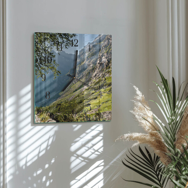 Square wall clock Mountains