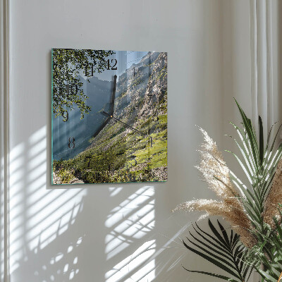 Square wall clock Mountains