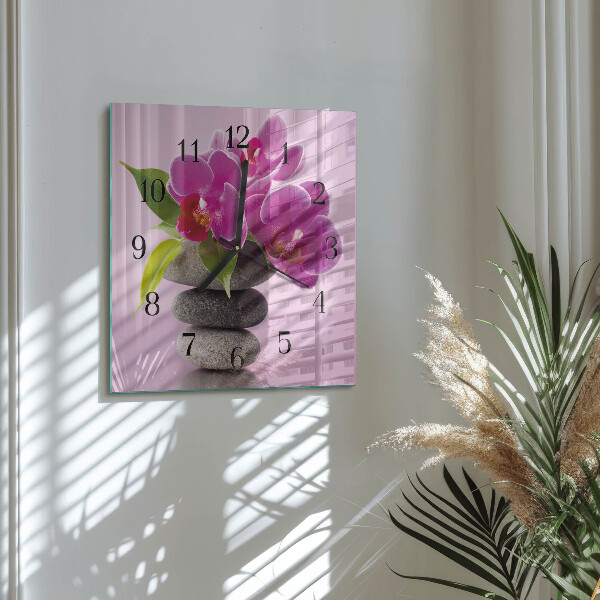 Square wall clock Orchid