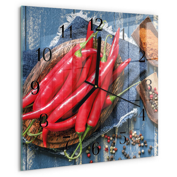 Square wall clock Chili pepper