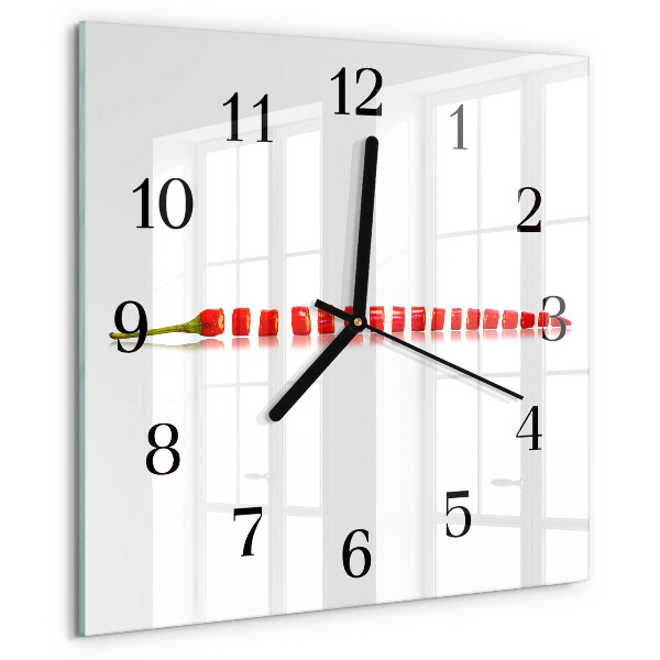 Square wall clock Chili pepper