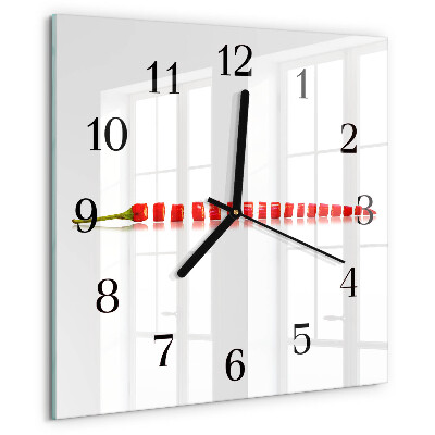 Square wall clock Chili pepper