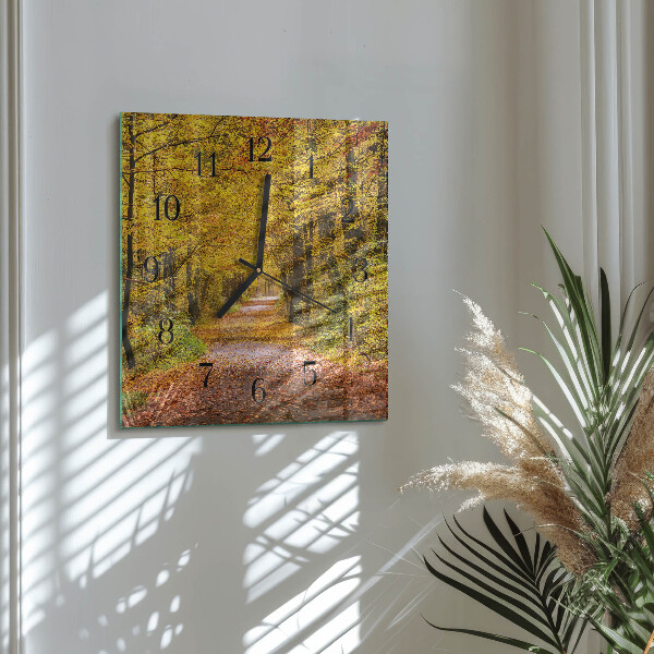 Square wall clock Forest Path