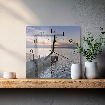 Square wall clock Birds by the Lake
