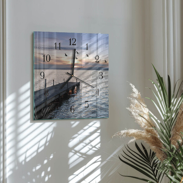 Square wall clock Birds by the Lake