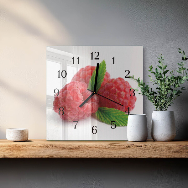 Square wall clock Raspberries
