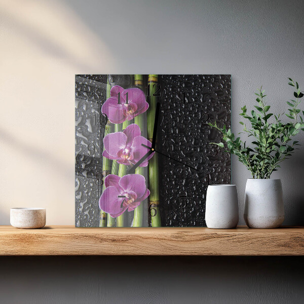 Square wall clock Orchid