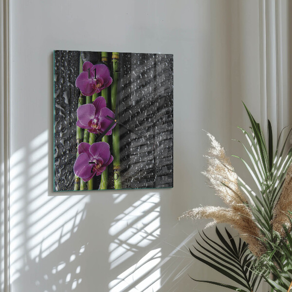 Square wall clock Orchid