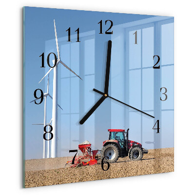 Square wall clock Tractor Field