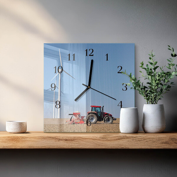 Square wall clock Tractor Field