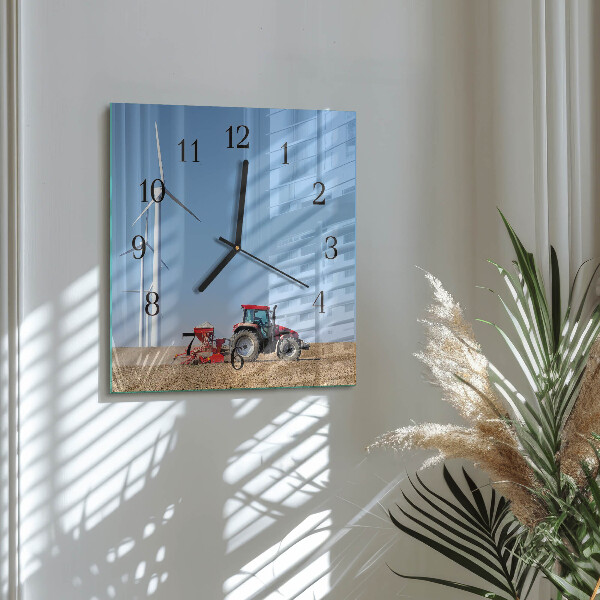 Square wall clock Tractor Field