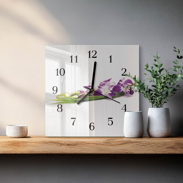 Square wall clock Flowers