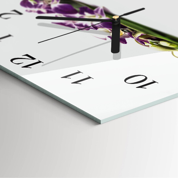 Square wall clock Flowers