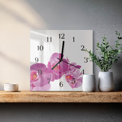 Square wall clock Orchid