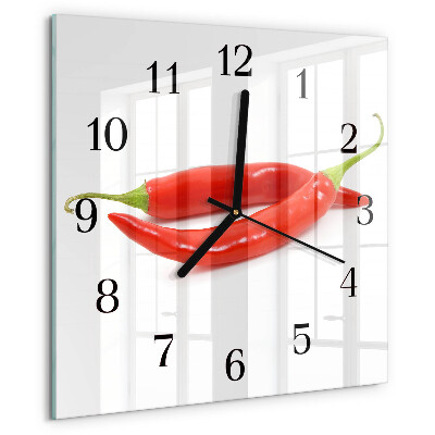 Square wall clock Chili pepper