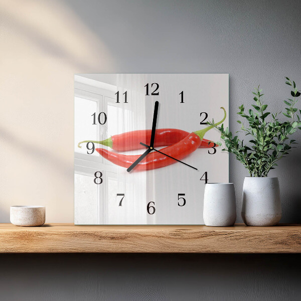 Square wall clock Chili pepper