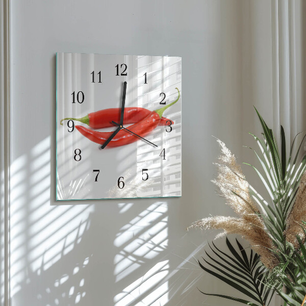 Square wall clock Chili pepper